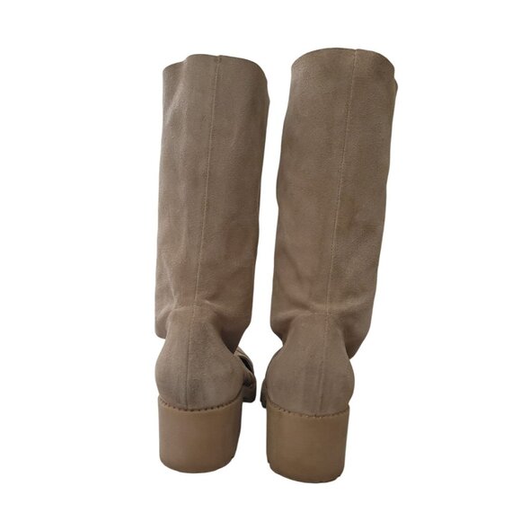 Mihaela Glavan Beige Mid-Calf Suede Boots With Block Heel Size 39 EU - Picture 4 of 9